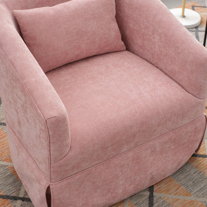 360-degree Swivel Accent Armchair Linen Blend PINK