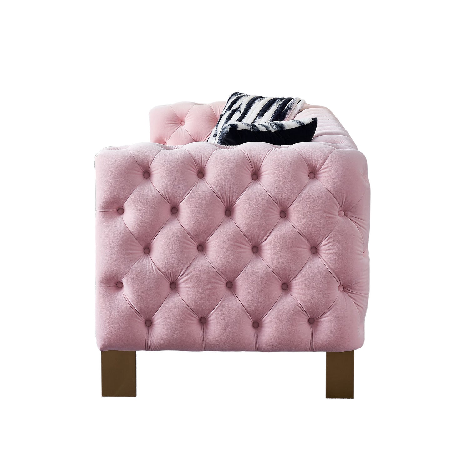 Modern Tufted Velvet Living Room Sofa, 84.25''W Couch,Pink