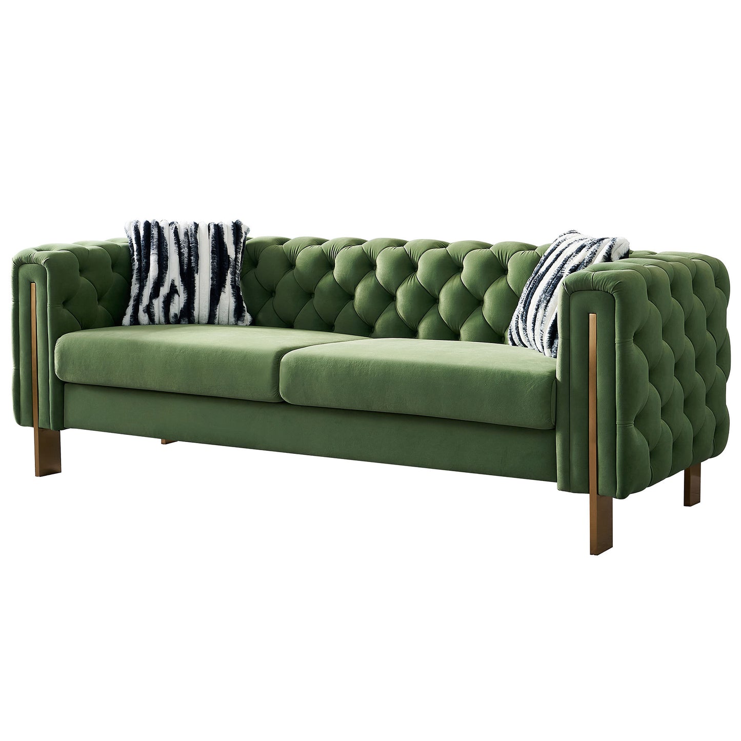 Modern Tufted Velvet Living Room Sofa, 84.25''W Couch,Mint Green