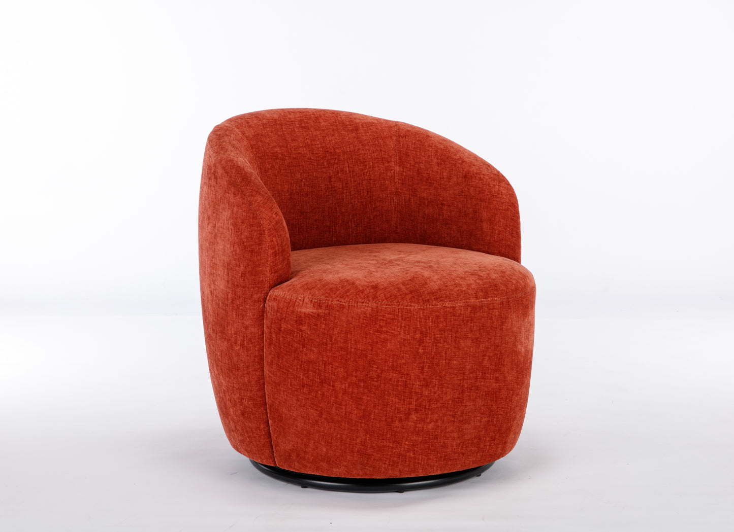 Fabric Swivel Accent Armchair Barrel Chair With Black Powder Coating Metal Ring,Orange