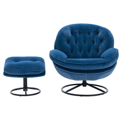 Accent chair TV Chair Living room Chair with Ottoman-Blue