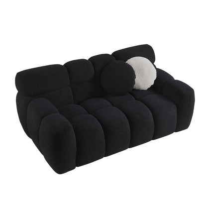 64.96 length,35.83" deepth,human body structure for USA people, marshmallow sofa,boucle sofa,2 seater, BEIGE BOUCLE