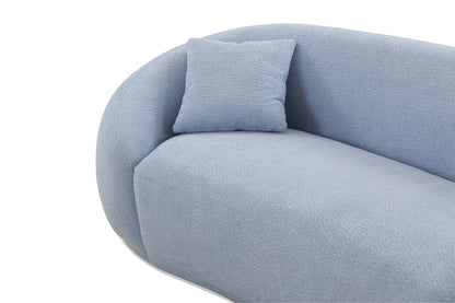 3 Seater Sofa Modern combination Half Moon casual teddy wool sofa Curved sofa, blue sky