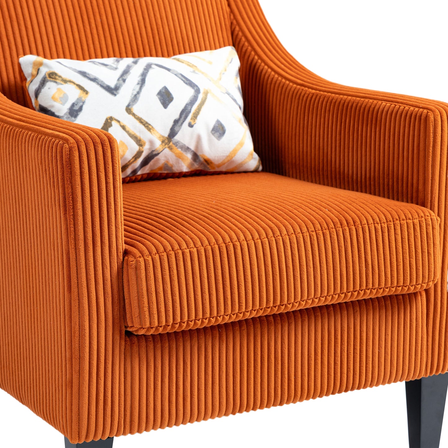 Modern Accent Chair,Upholstered Armchair with Scooped Arms for Bedroom,Apartment,Studio,Office,Waiting Room(Orange Corduroy)