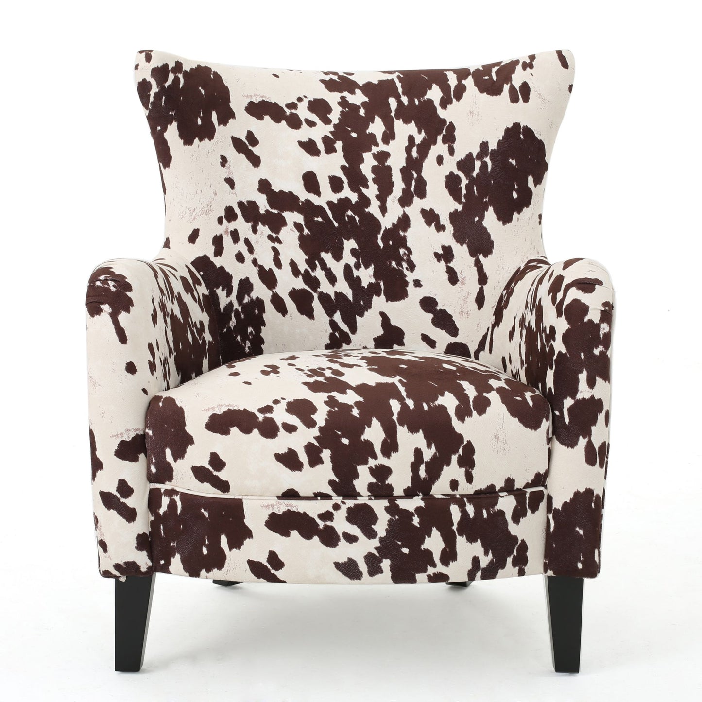 Classic Milk Cow Velvet Club Chair, Chic, Elegant Brown & White Armchair with Timeless Charm, Perfect for Stylish and Comfortable Living Spaces