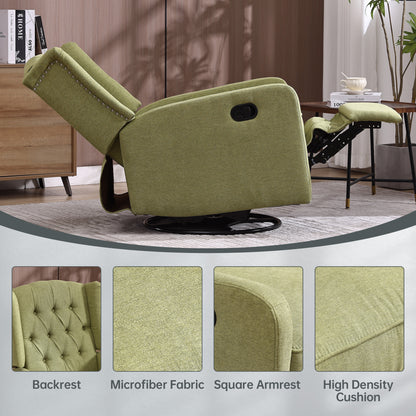 Rocking Recliner Chair,360 Degree Swivel Nursery Rocking Chair,Glider Chair,Modern Small Rocking Swivel Recliner Chair for Bedroom,Living Room Chair Home Theater Seat (Ovive Green)