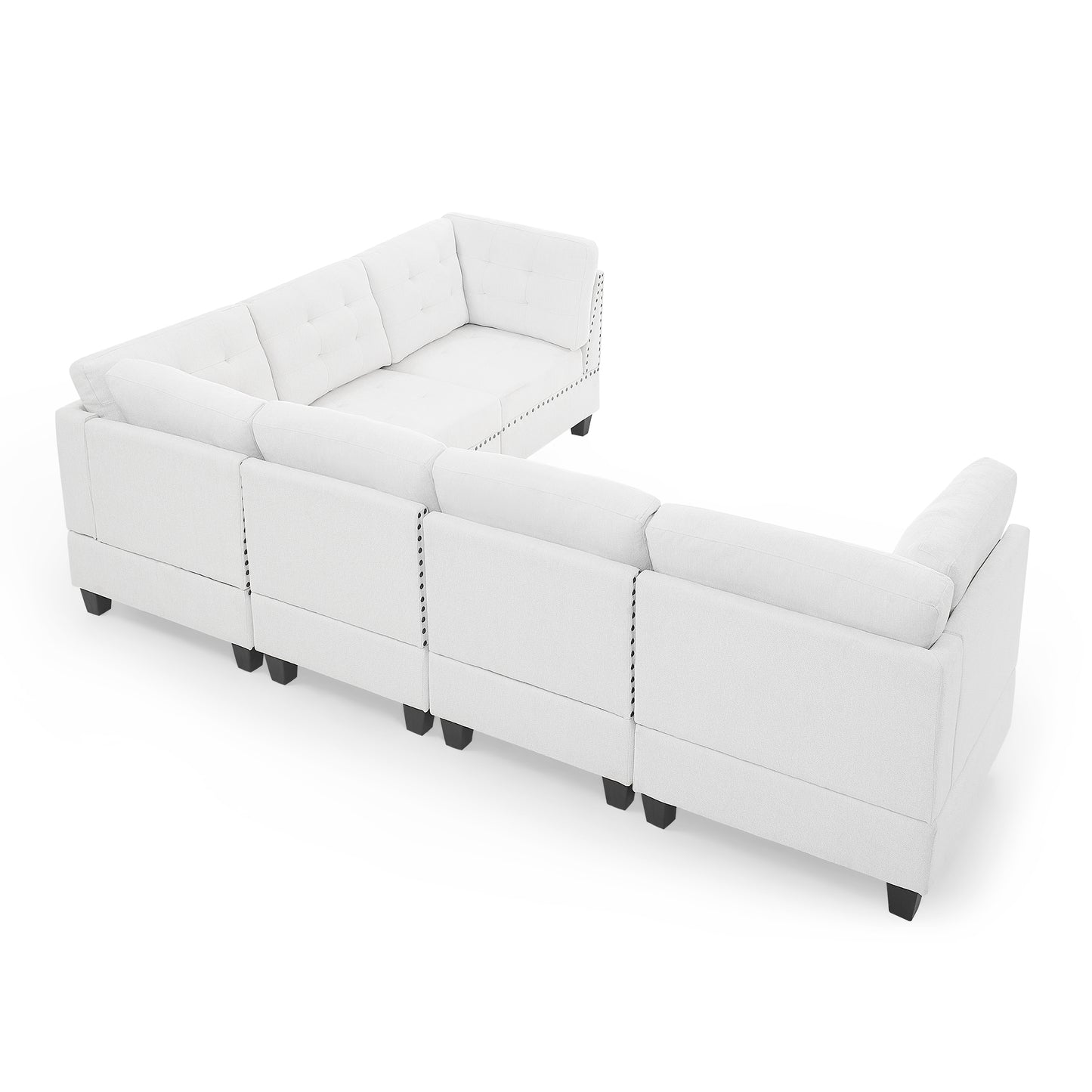 L shape Modular Sectional Sofa,DIY Combination,includes Three Single Chair and Three Corner,Ivory Chenille