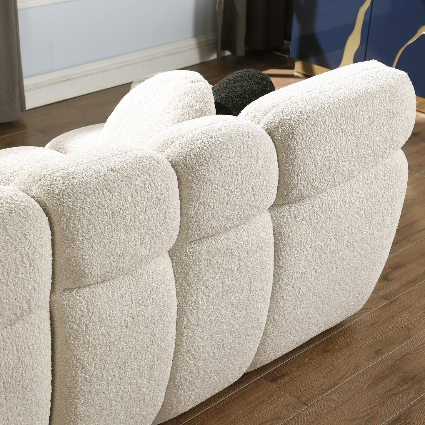 87.4 length,35.83" deepth,human body structure for USA people, marshmallow sofa,boucle sofa,3 seater, BEIGE BOUCLE