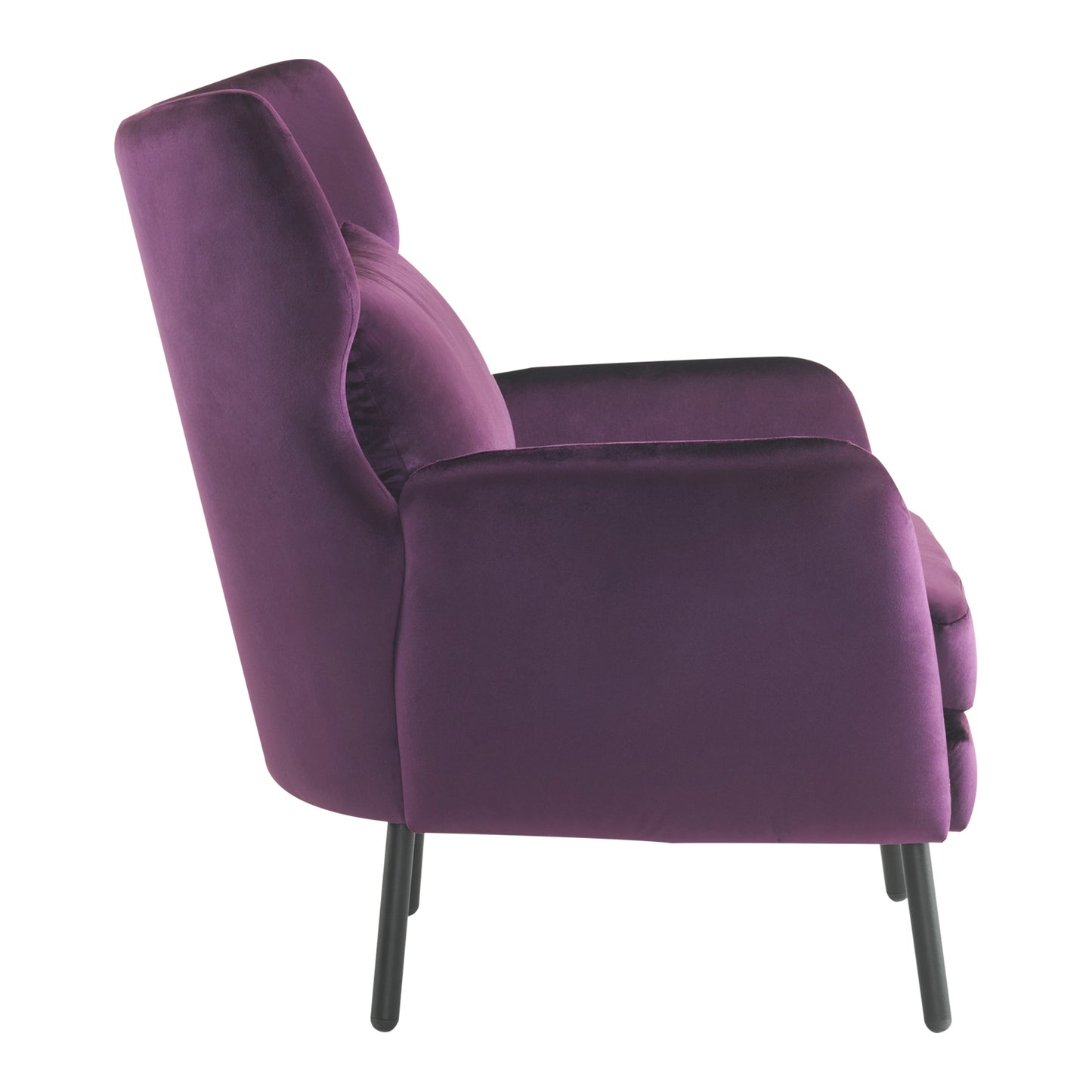 Velvet Accent Chair, Modern Living Room Armchair Comfy Upholstered Single Sofa Chair for Bedroom Dorms Reading Reception Room with Metal Legs & Pillow, Purple