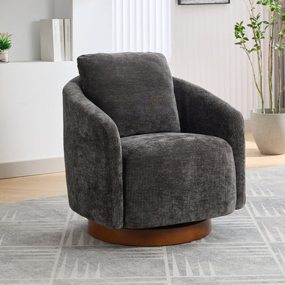 30.3"W Swivel Accent Barrel Chair and Comfy Round Accent Single Sofa Chair, 360 Degree Club Chair, Lounge Armchair for Living Room Bedroom Nursery.Charcoal