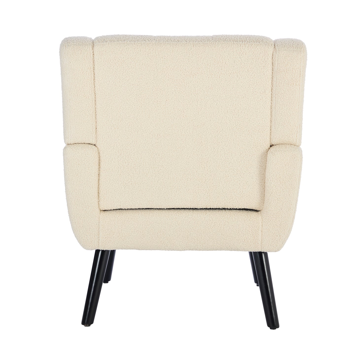 Modern Soft Teddy Material Ergonomics Accent Chair Living Room Chair Bedroom Chair Home Chair With Black Legs For Indoor Home-White Teddy Fabric