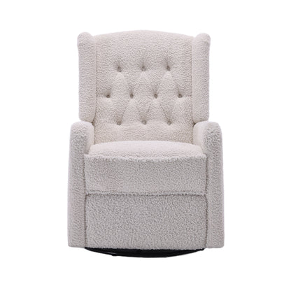 Rocking Recliner Chair,360 Degree Swivel Nursery Rocking Chair,Glider Chair,Modern Small Rocking Swivel Recliner Chair for Bedroom,Living Room Chair Home Theater Seat (White Teddy)