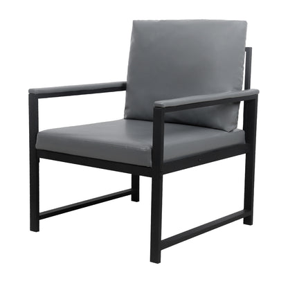 Lounge, living room, office or the reception area PVC leather accent arm chair with Extra thick padded backrest and seat cushion sofa chairs,Non-slip adsorption feet,sturdy metal frame,Gray