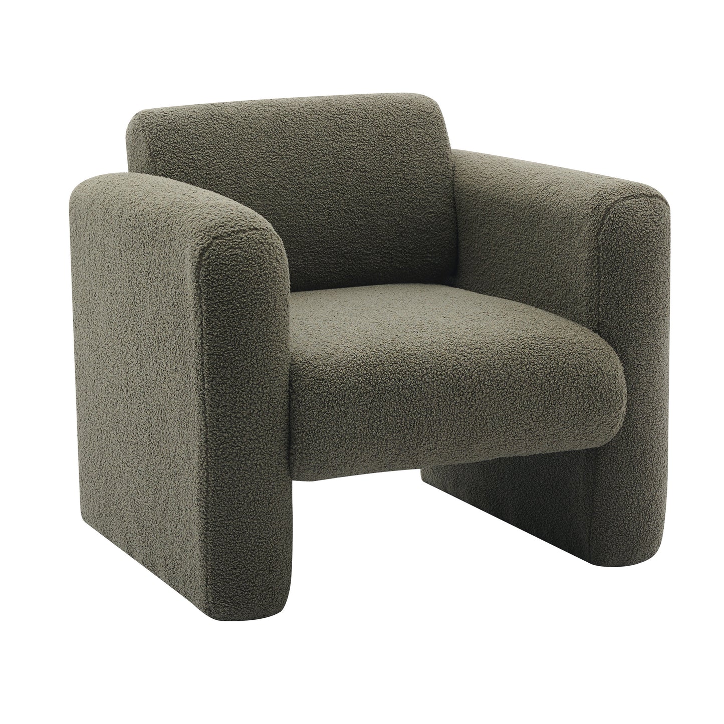 Modern Accent Chair Lambskin Sherpa Fabric Upholstered Comfy Reading Arm Chair Soft Padded Armchair with Back and Pillow for Living Room Bedroom Reception Waiting Room Office,Seaweed Green