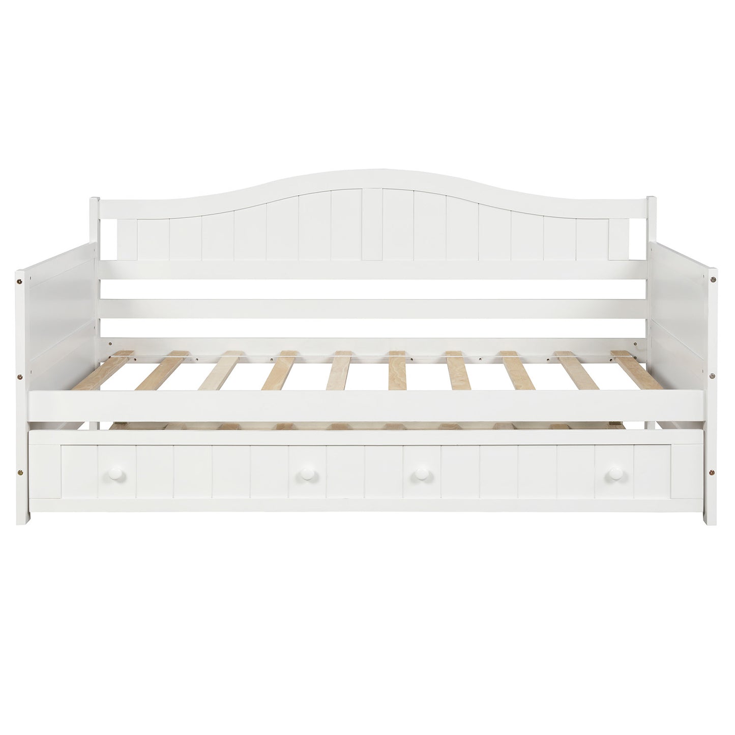 Wooden Daybed with Trundle Bed, Sofa Bed for Bedroom Living Room,White