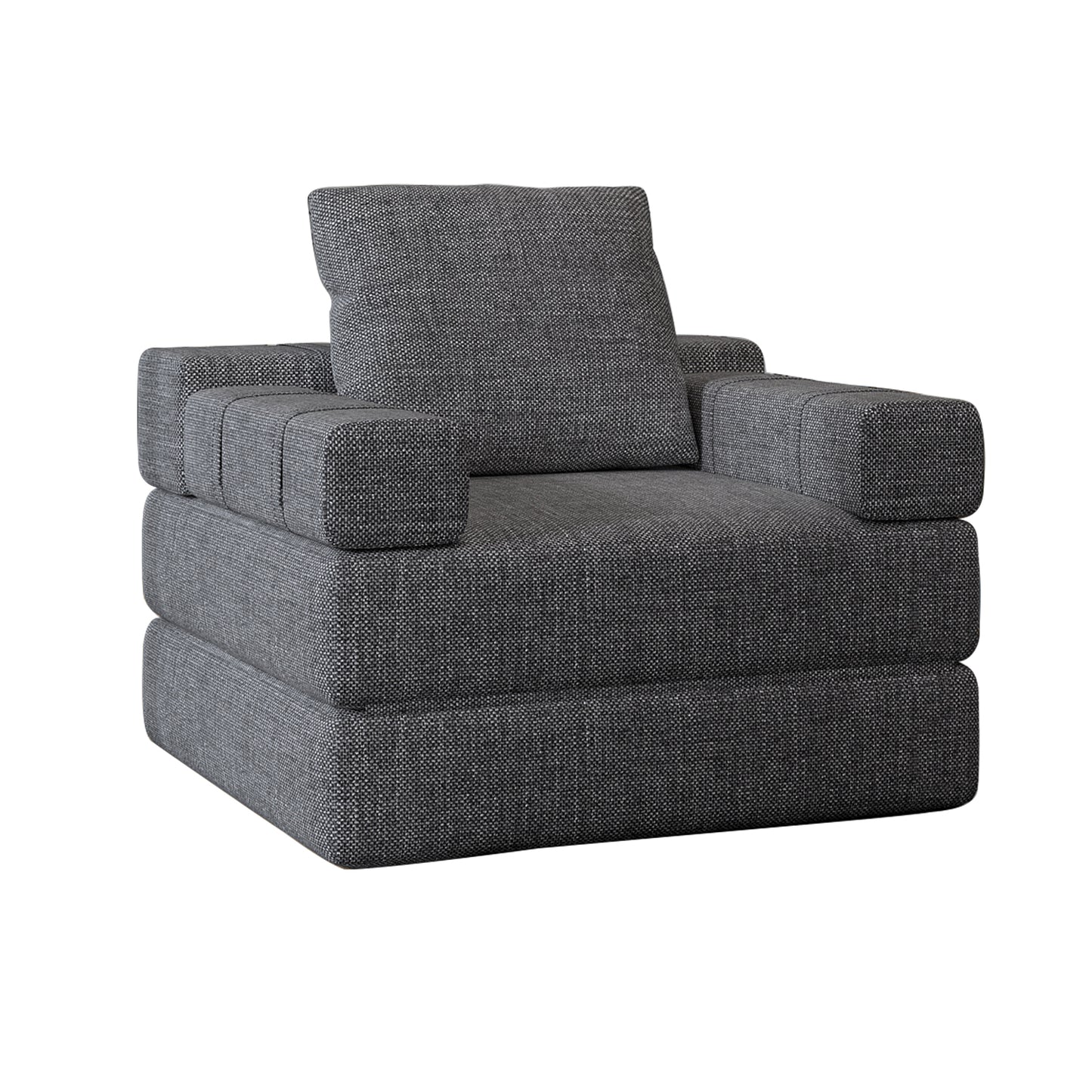 Single sofa chair that converts to a single sofa bed for living room, guest room, playroom, Dark Grey