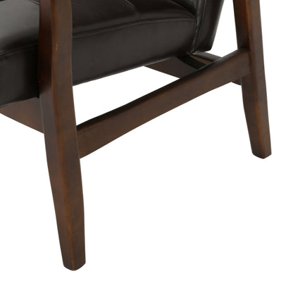 CLUB CHAIR, Mid Century Modern Faux Leather Club Chair with Wood Frame