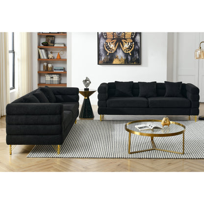 3-Seater + 3-seater Combination sofa.BLACK teddy