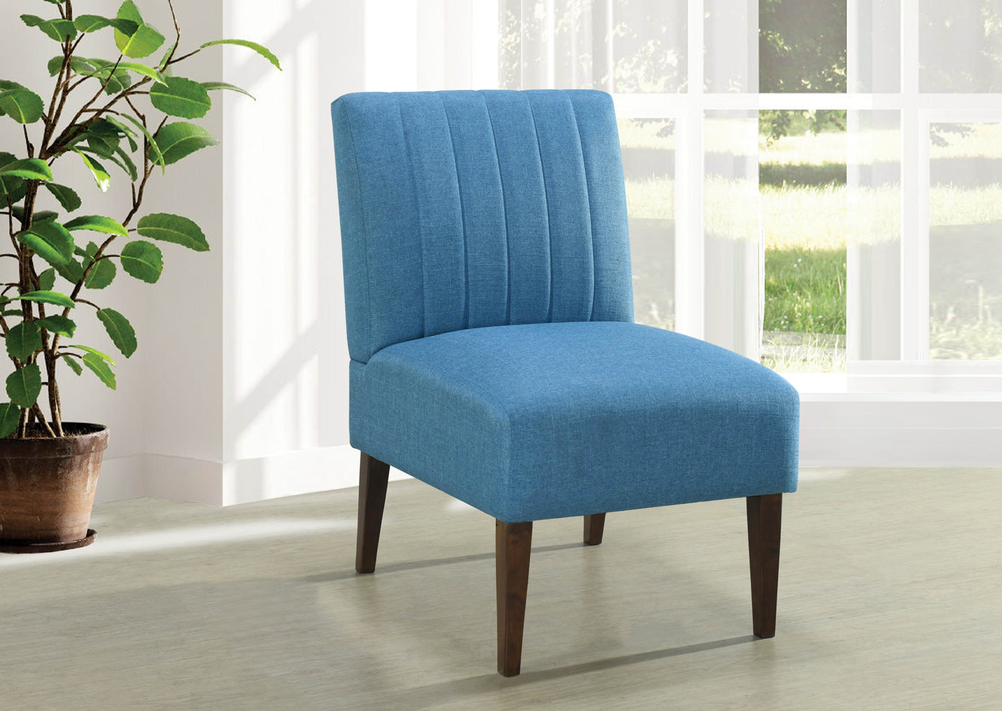 Stylish Comfortable Accent Chair 1pc Blue Fabric Upholstered Plush Seating Living Room Furniture Armless Chair