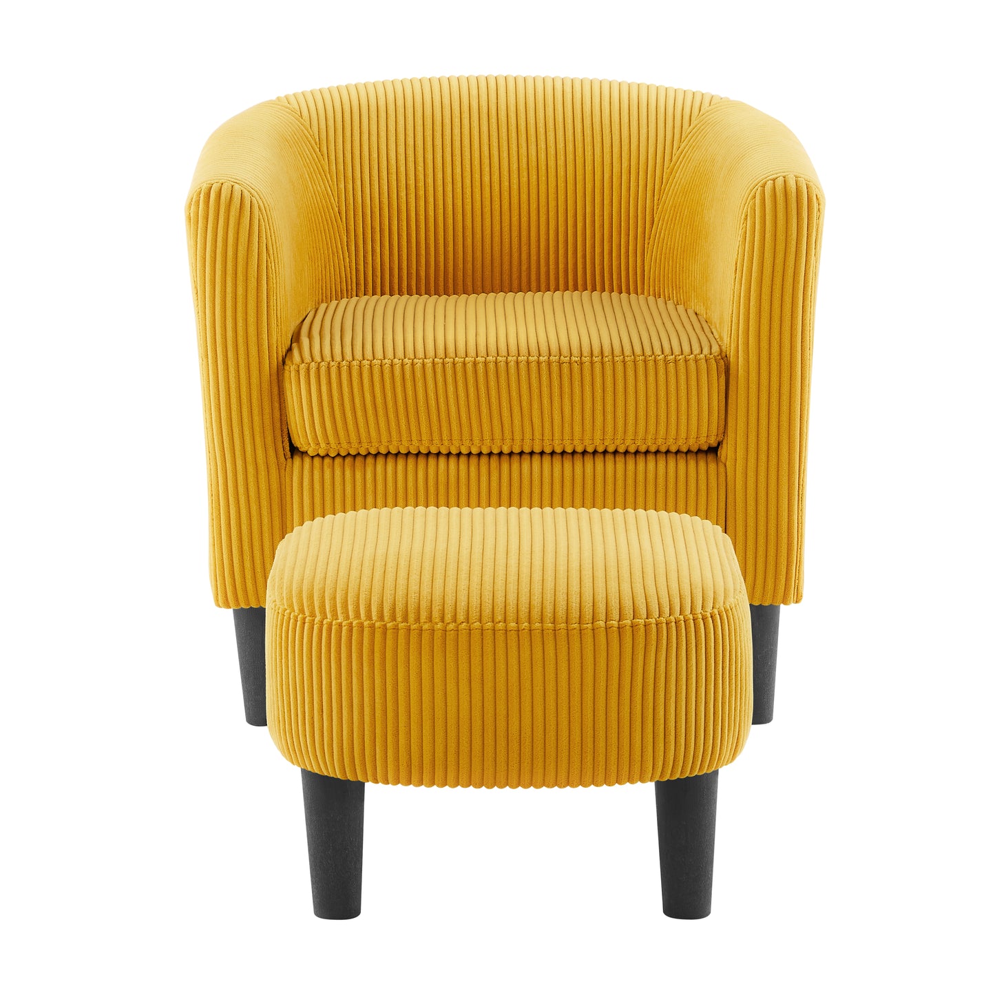 Modern Accent Chair,Upholstered Arm Chair Corduroy Single Sofa Chair with Ottoman Foot Rest Comfy Armchair for Living Room Bedroom and Office,Yellow