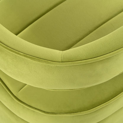 Modern Velvet Accent Chair with Ribbed Detail, Luxury Curved Fully Upholstered Accent Chair, Green (No Assembly Needed)