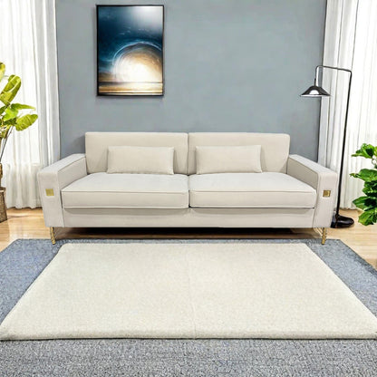 Luxury Velvet Sofa with Gold Accents - Modern 3-Seat Couch with Plush Cushions, Perfect for Living Room and Office Decor