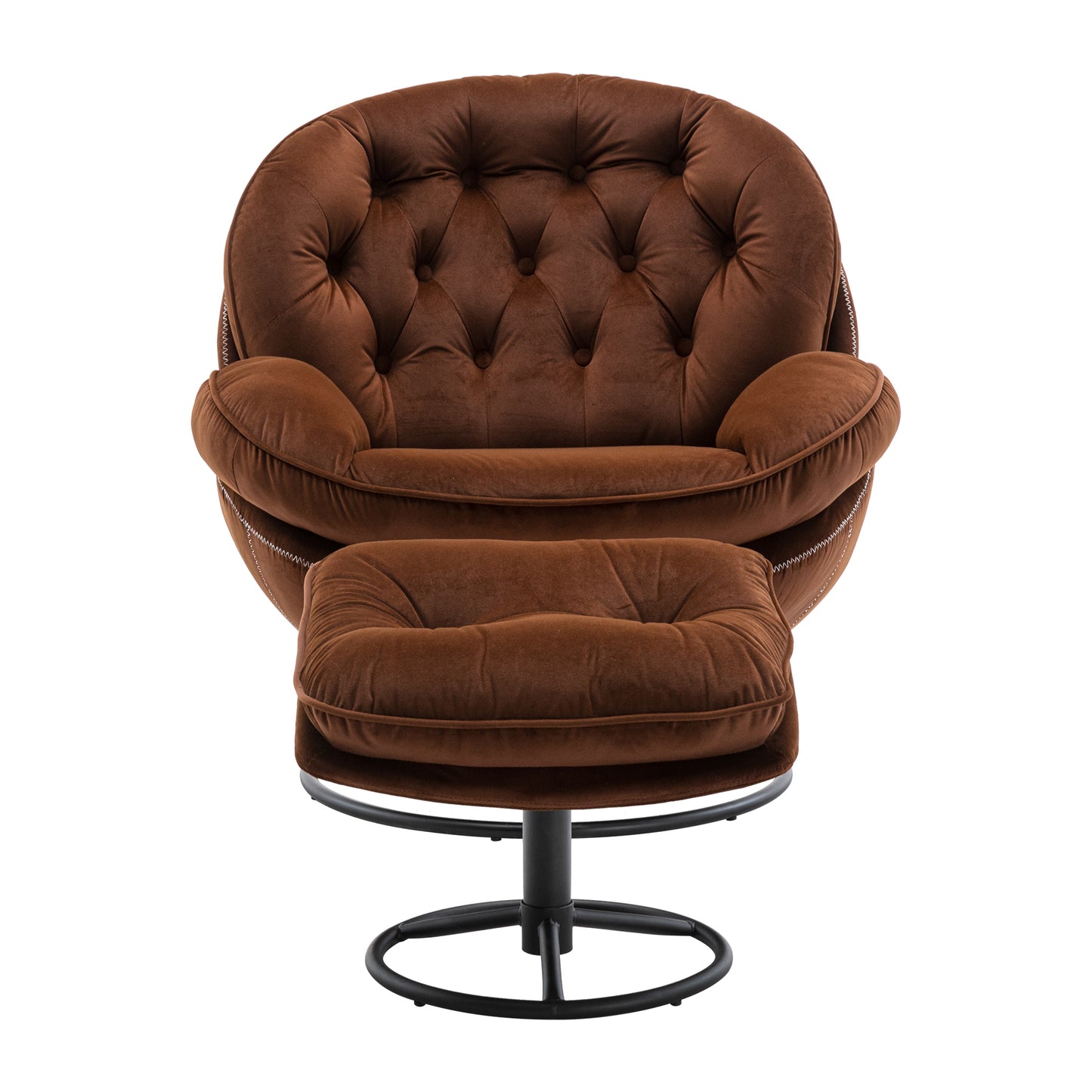 Accent chair TV Chair Living room Chair with Ottoman-BROWN