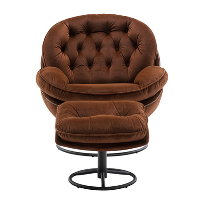 Accent chair TV Chair Living room Chair with Ottoman-BROWN