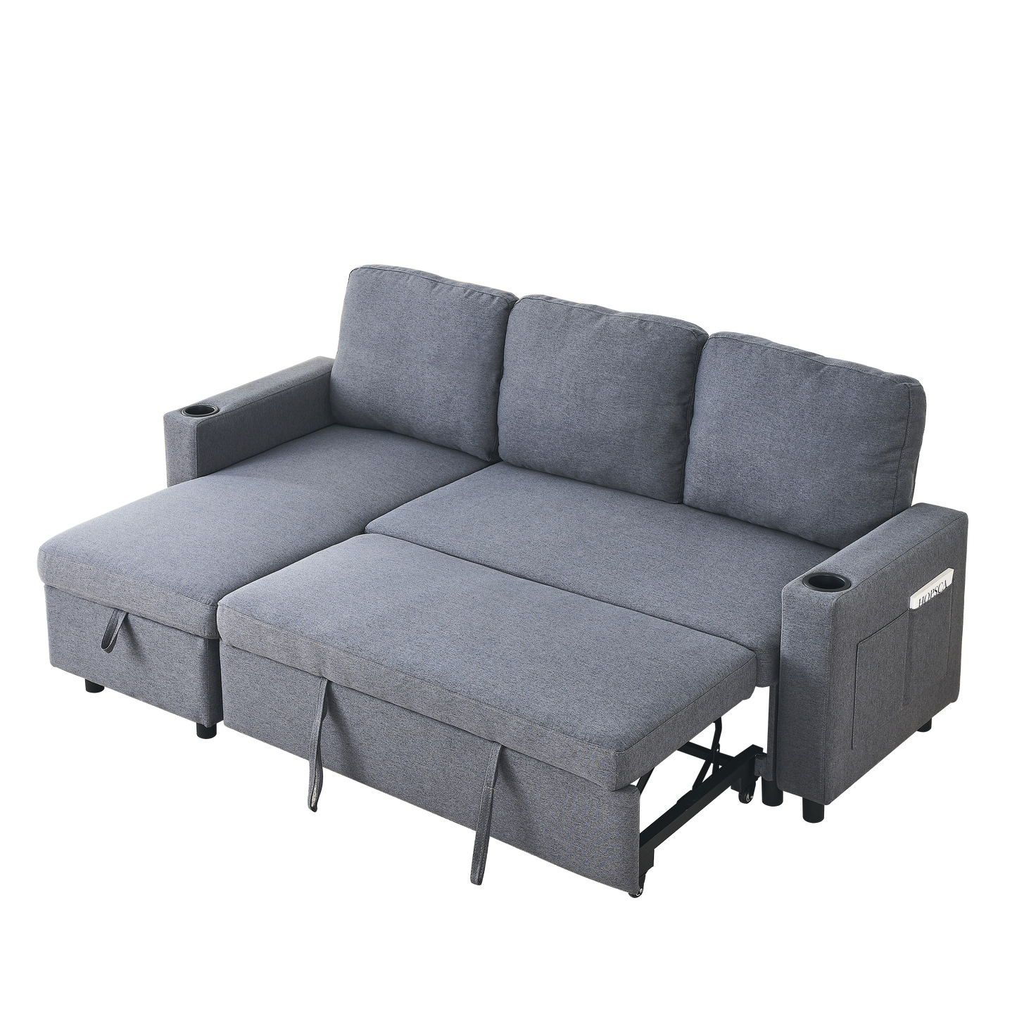 78.7"Comfortable Linen L-Shaped Combo Sofa Sofa Bed, Living Room Furniture Sets for Tight Spaces, Reversible Sleeper Combo Sofa with Pullout Bed,Reversible Sofa Bed for Living Room, Office, Apartmen