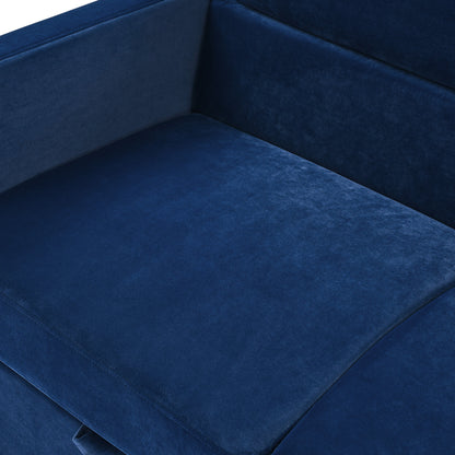 Loveseats Sofa Bed with Pull-out Bed,Adjsutable Back and Two Arm Pocket,Blue (54.5"x33"x31.5")