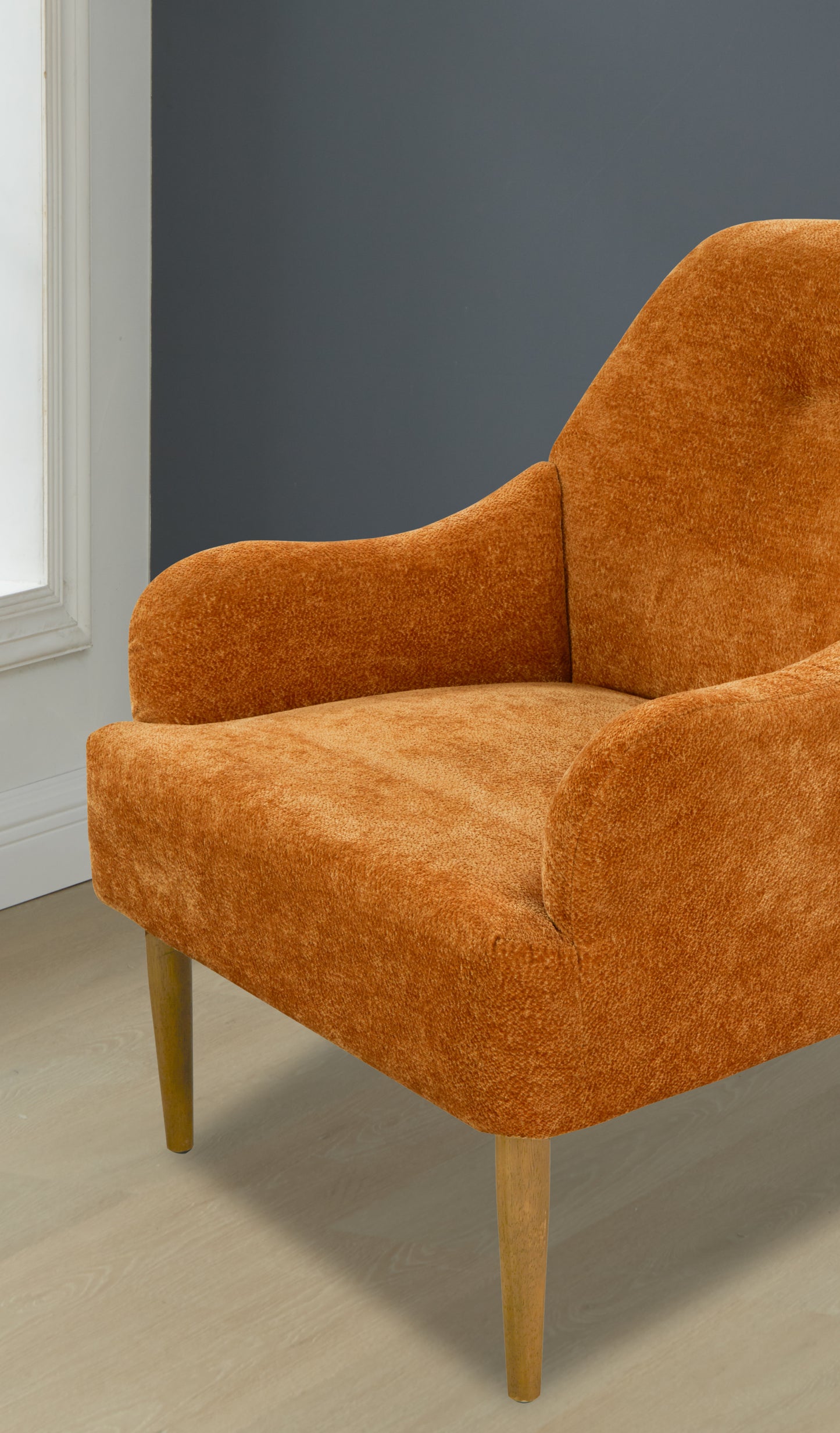 Armchair, Modern Style Accent Chair with Wood Legs, Comfy Design for Living Room, Bedroom, Office, Orange