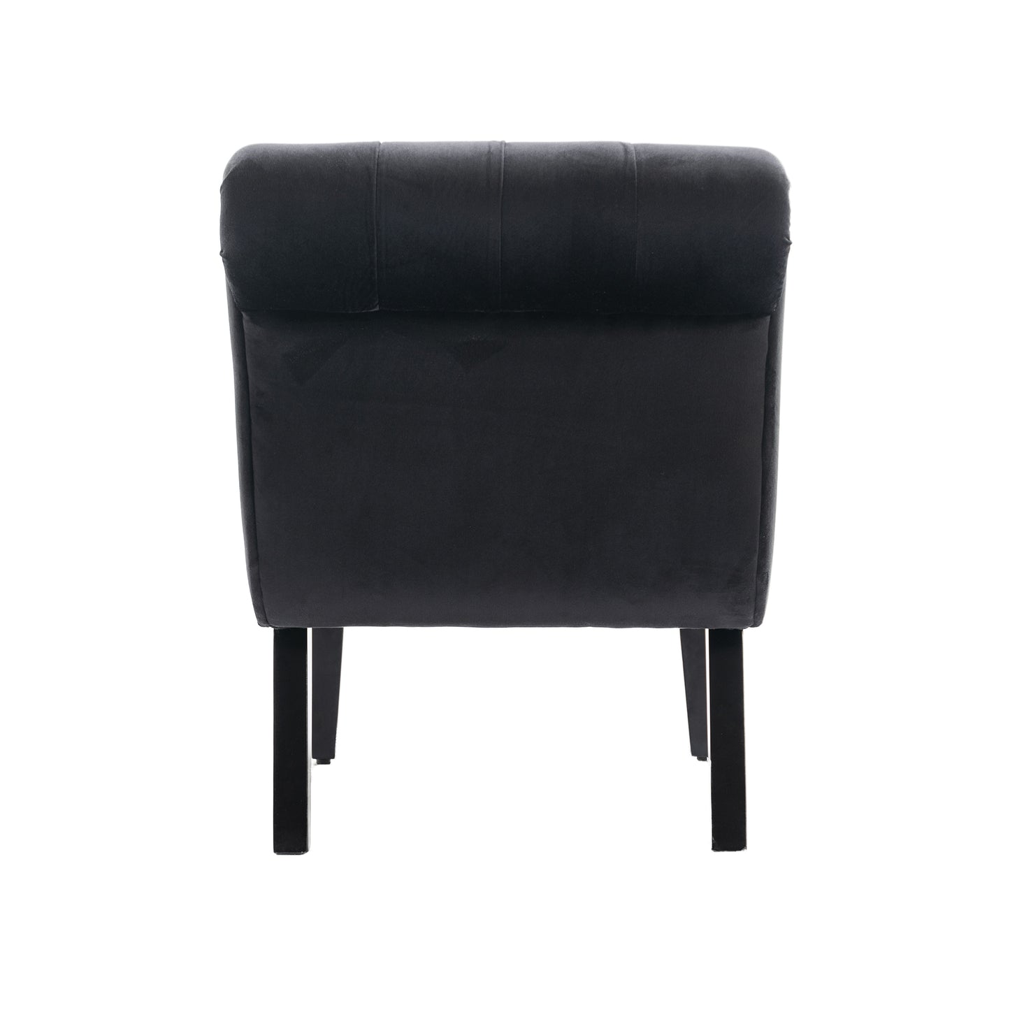 Modern Velvet Armless Accent Living Room Chair / Leisure Chair,Upholstered Fabric Button Comfortable Chair with Wooden Legs for Bedroom, Living Room, Office (Black Velvet)