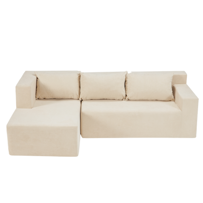 Sectional Couch Covers L Shape Sofa Covers, 2 Pcs Anti-Slip Sofa for 3 + 3 Seaters Chaise Cushion Couch with Pillowcases, Living Room foam sofa free installation