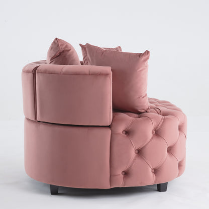 Accent Chair / Classical Barrel Chair for living room / Modern Leisure Sofa Chair (Pink)