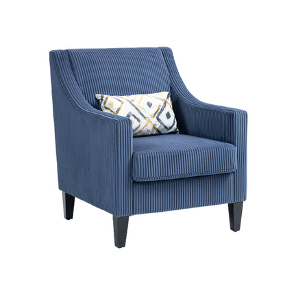 Modern Accent Chair,Upholstered Armchair with Scooped Arms for Bedroom,Apartment,Studio,Office,Waiting Room(Blue Corduroy)