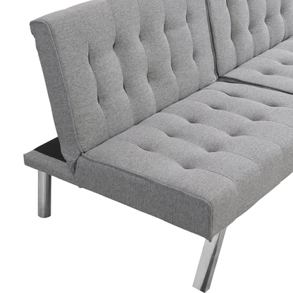 WOOD FRAME, STAINLESS LEG, FUTON, SOFA BED GREY