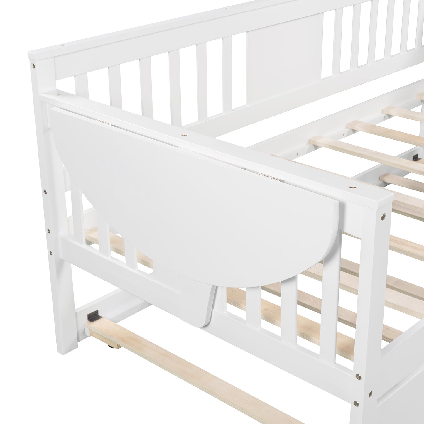 Wooden Daybed with Trundle Bed, Sofa Bed for Bedroom Living Room, White