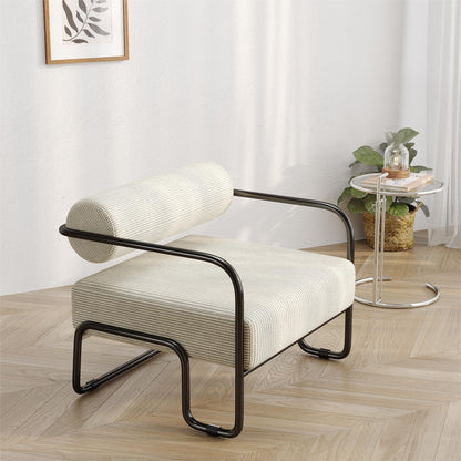 Living room iron sofa chair, lazy individual chair, balcony leisure chair (Color: Beige)