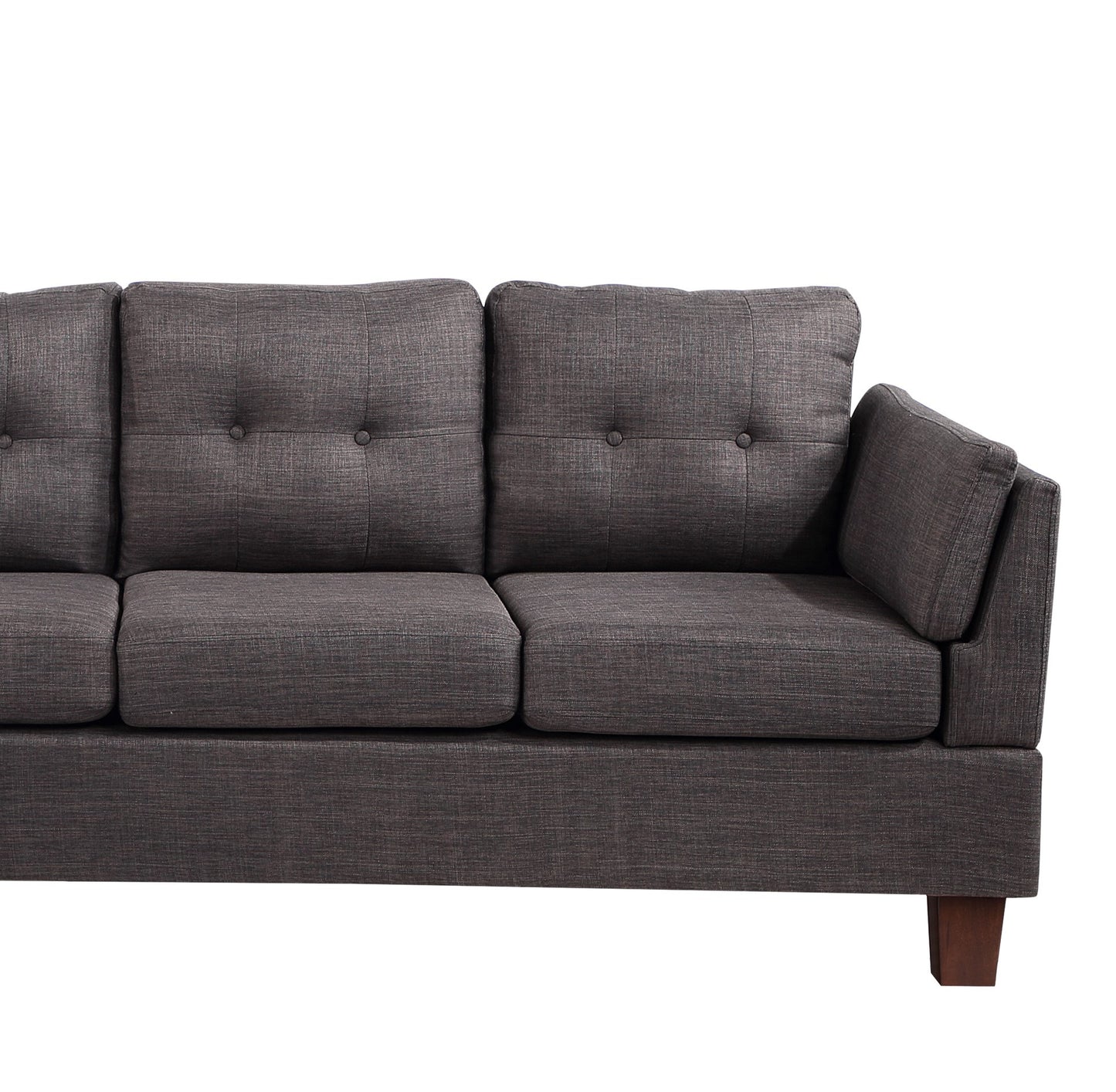 97" Dark Gray Linen Modern Sectional Sofa with Left Facing Chaise