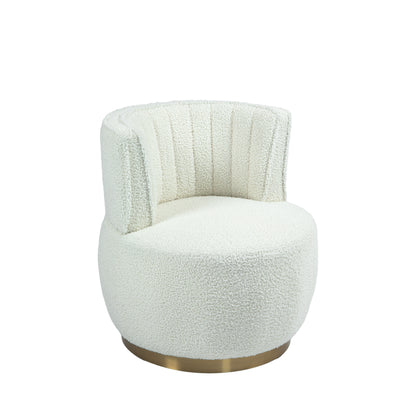 360 Degree Swivel Cuddle Barrel Accent Sofa Chairs, Round Armchairs with Wide Upholstered, Teddy Fabric Chair for Living Room, Bedroom, Office, Waiting Rooms