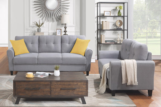 Modern Living Room Sofa Set Linen Upholstered Couch Furniture for Home or Office,Light Grey,(2+3-Seat)