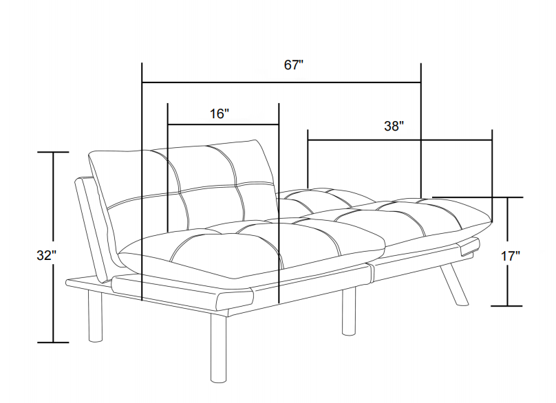 Black Convertible Folding Modern sofa Bed