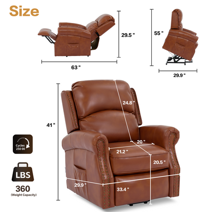 Lift Recliner Chair, Electric Power Lift Recliner Chair for Elderly, (Caramel)