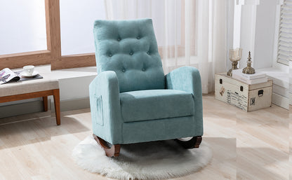 Baby Room High Back Rocking Chair Nursery Chair, Comfortable Rocker Fabric Padded Seat,Modern High Back Armchair