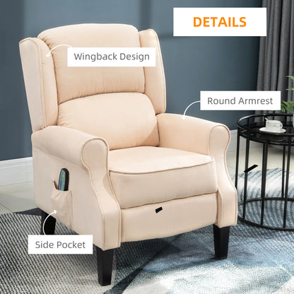 Massage Recliner Sofa Chair with Heat Function, Remote, Cream