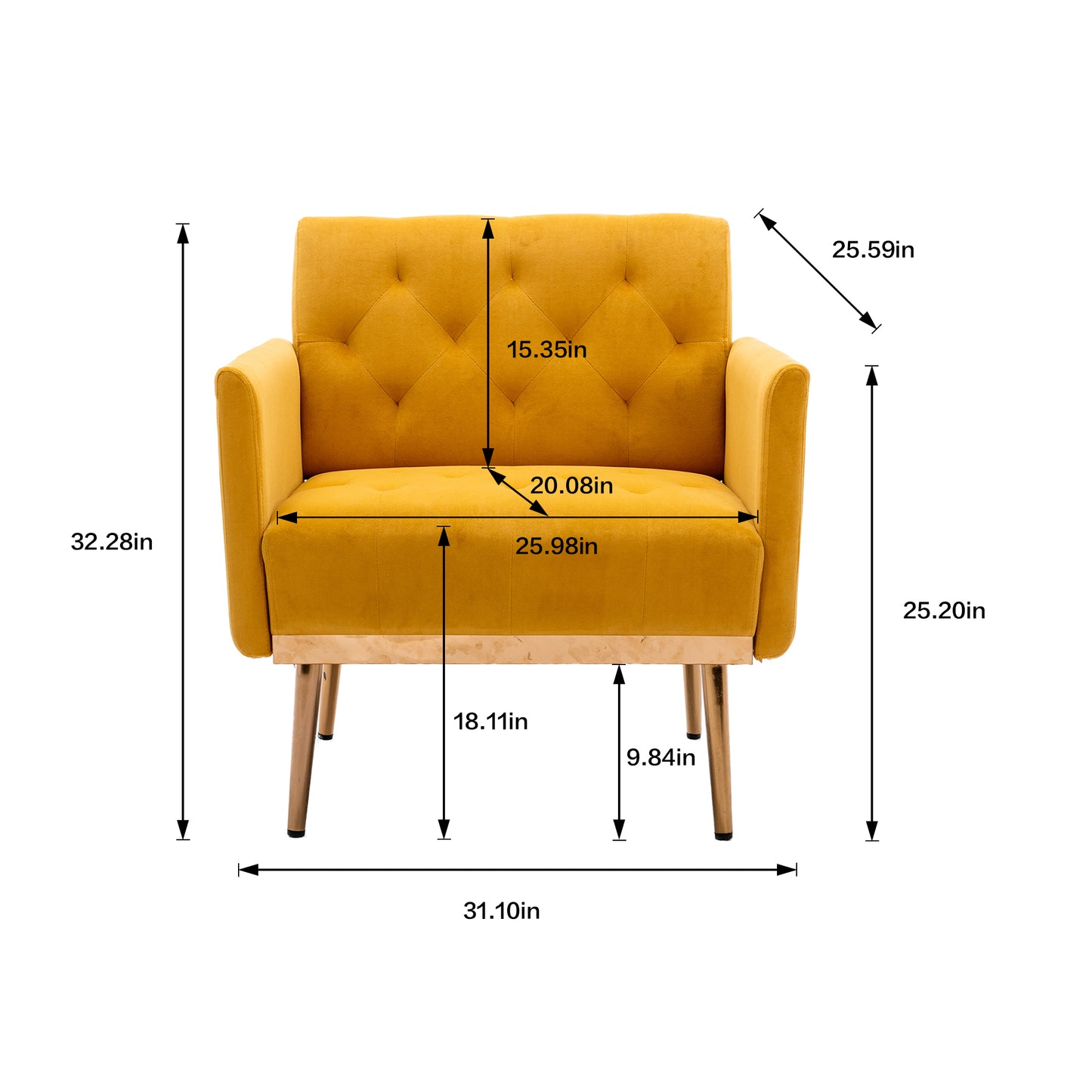 Accent Chair,leisure single sofa with Rose Golden feet