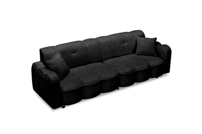 96.06 inch large teddy plush sofa for living room and entertainment space.