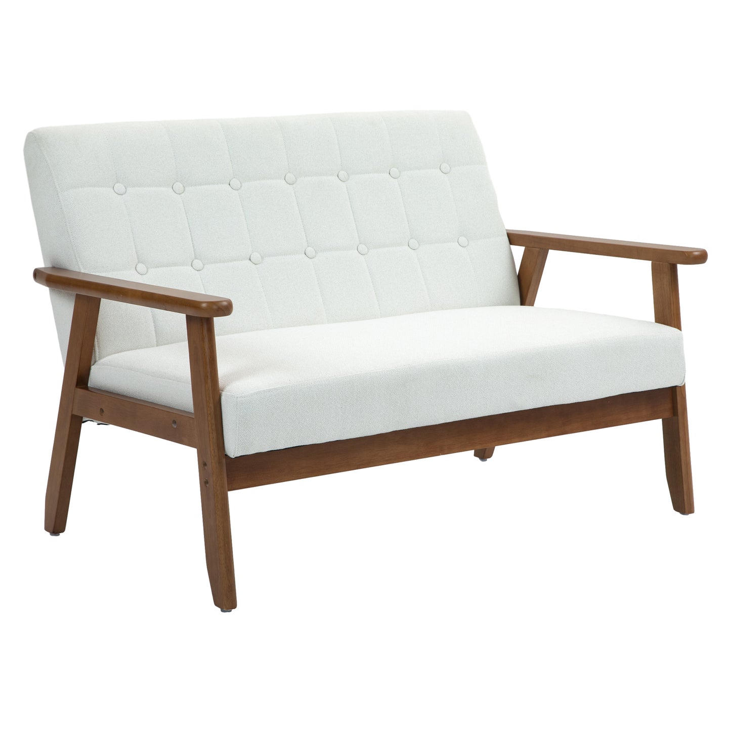 Mid-Century Modern Solid Loveseat Sofa Upholstered Linen Loveseat, 2-Seat Upholstered Loveseat Sofa Modern Couch