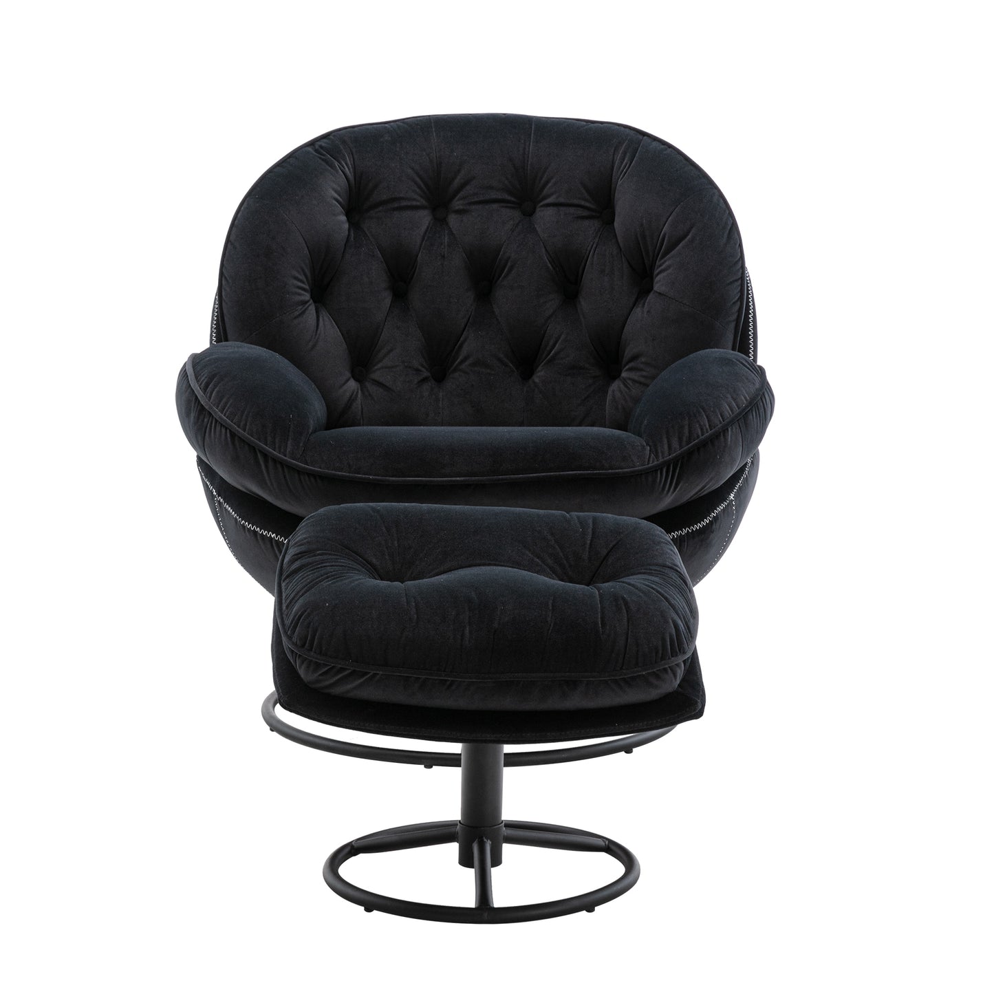 Accent chair TV Chair Living room Chair with Ottoman-BLACK