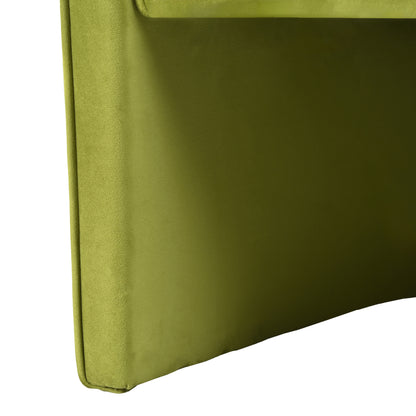 Modern Velvet Accent Chair with Ribbed Detail, Luxury Curved Fully Upholstered Accent Chair, Green (No Assembly Needed)